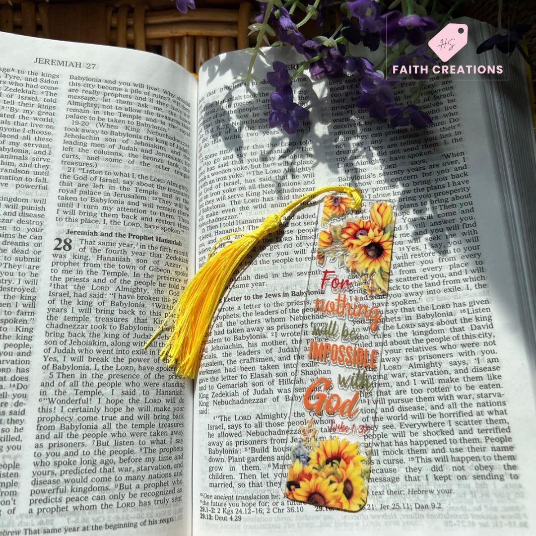 Acrylic Bookmark – “For Nothing Will Be Impossible with God” (Luke 1:37)